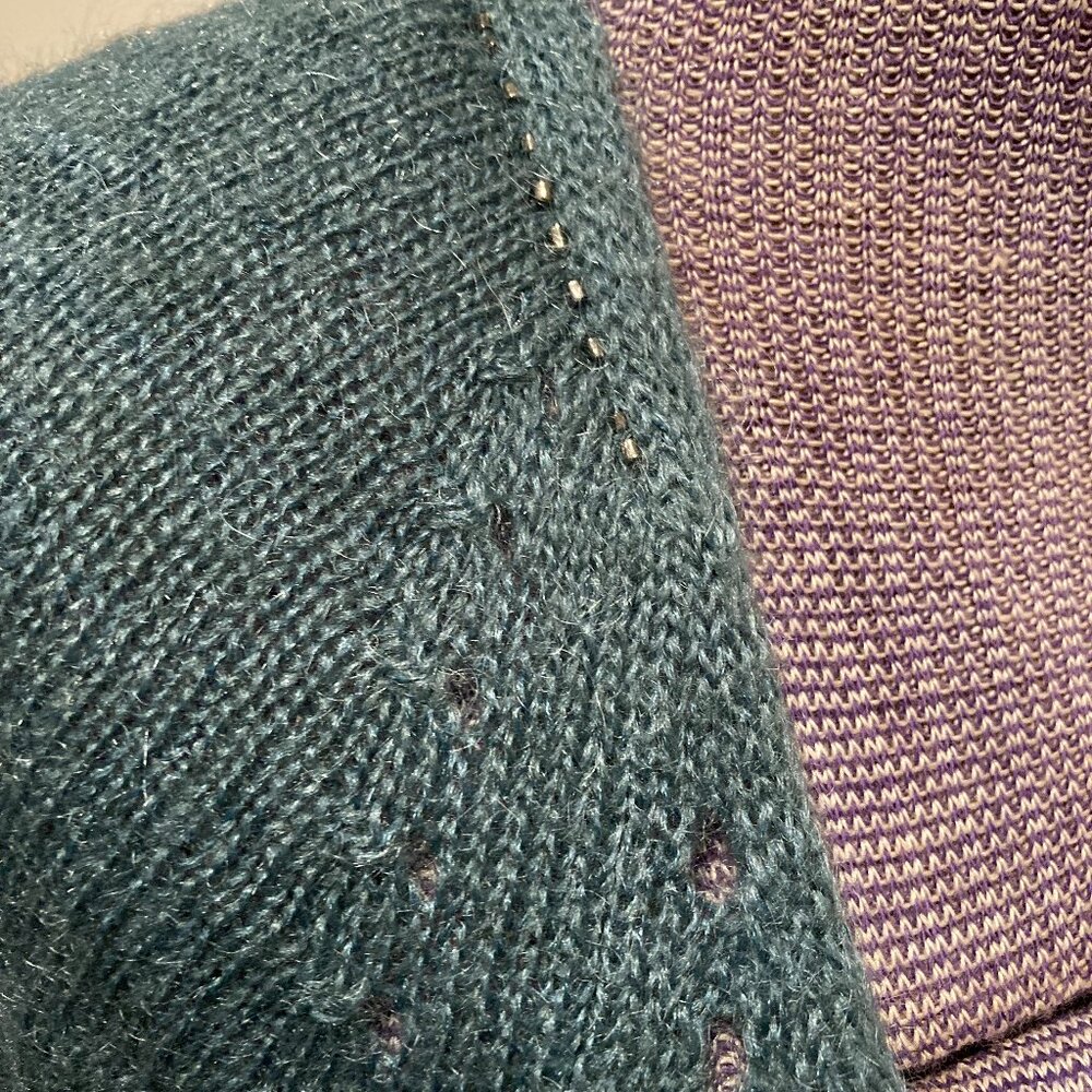 Y2k Vintage Mohair Turquoise Ballet Tie Sweater - Picture 5 of 9